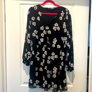 Express Black and Floral Mini dress Size L